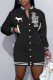 Black Casual Print Letter Half A Turtleneck A Line Dresses