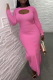Pink Street Solid Hollowed Out O Neck Pencil Skirt Dresses