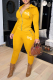 Yellow Casual Print Patchwork Hooded Collar Long Sleeve Two Pieces