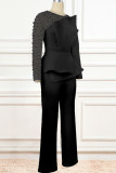 White Elegant Solid Patchwork Beading O Neck Jumpsuits