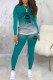 Lake Green Casual Gradual Change Print Letter O Neck Long Sleeve Two Pieces