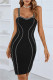 Black Sexy Formal Patchwork Backless Spaghetti Strap Sleeveless Dress
