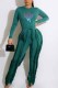 Green Street Print Tassel O Neck Long Sleeve Two Pieces