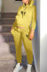 Yellow Casual Letter Print Patchwork Hooded Collar Long Sleeve Two Pieces