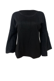 Black Casual Solid Patchwork O Neck Tops