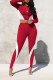 Red Casual Print Patchwork O Neck Long Sleeve Two Pieces