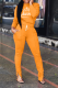 Orange Casual Print Patchwork O Neck Long Sleeve Two Pieces