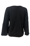 Black Casual Solid Patchwork O Neck Tops