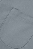 Light Blue Sexy Street Solid Hollowed Out Patchwork High Waist Pencil Solid Color Bottoms