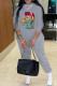 Grey Casual Print Patchwork Basic O Neck Long Sleeve Two Pieces