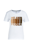 White Casual Daily Print Letter O Neck T-Shirts