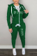 Green Street Print Patchwork Hooded Collar Long Sleeve Two Pieces
