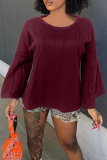 Black Casual Solid Patchwork O Neck Tops