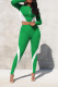 Green Casual Print Patchwork O Neck Long Sleeve Two Pieces