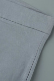 Light Blue Sexy Street Solid Hollowed Out Patchwork High Waist Pencil Solid Color Bottoms