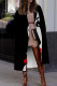 Black Casual Print Patchwork Turn-back Collar Outerwear