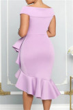 Yellow Sexy Formal Solid Patchwork Asymmetrical V Neck Evening Dress