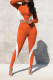 Orange Casual Print Patchwork O Neck Long Sleeve Two Pieces