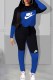 Royal Blue Casual Print Patchwork Letter Hooded Collar Long Sleeve Two Pieces