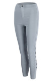 Light Blue Sexy Street Solid Hollowed Out Patchwork High Waist Pencil Solid Color Bottoms
