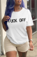 White Casual Street Print Patchwork Letter O Neck T-Shirts