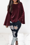 Black Casual Solid Patchwork O Neck Tops