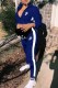 Royal Blue Street Print Letter Zipper Collar Long Sleeve Two Pieces