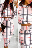 Pink Casual Print Patchwork O Neck Long Sleeve Two Pieces