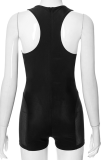 Black Sexy Solid Patchwork U Neck Skinny Rompers