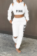White Casual Print Patchwork Hooded Collar Long Sleeve Two Pieces