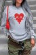 Grey Casual Print Patchwork Hooded Collar Tops