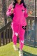 Rose Red Casual Print Patchwork Hooded Collar Long Sleeve Two Pieces