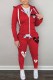 Red Casual Print Patchwork Hooded Collar Long Sleeve Two Pieces