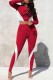 Red Sexy Print Patchwork Letter O Neck Long Sleeve Two Pieces