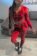 Red Casual Sportswear Solid Patchwork Hooded Collar Long Sleeve Two Pieces