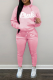 Pink Street Print Letter Hooded Collar Long Sleeve Two Pieces