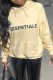 Apricot Casual Print Letter Hooded Collar Tops