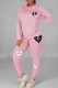 Pink Casual Print Patchwork O Neck Long Sleeve Two Pieces