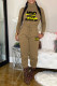 Khaki Casual Print Patchwork Turtleneck Long Sleeve Two Pieces