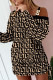 Khaki Casual Print Bandage Patchwork Oblique Collar Straight Dresses
