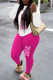 White Rose Red Casual Print Patchwork O Neck Long Sleeve Two Pieces