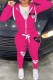 Pink Casual Print Patchwork Hooded Collar Long Sleeve Two Pieces