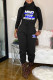 Black Casual Print Patchwork Turtleneck Long Sleeve Two Pieces