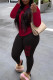 Black Red Casual Print Patchwork O Neck Long Sleeve Two Pieces
