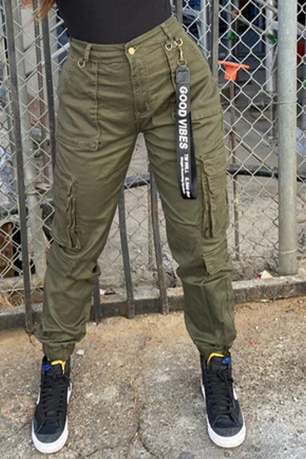 Green Street Solid Patchwork Harlan Mid Waist Harlan Solid Color Bottoms