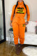 Orange Casual Print Patchwork Turtleneck Long Sleeve Two Pieces