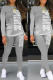 Grey Casual Gradual Change Print Patchwork O Neck Long Sleeve Two Pieces