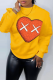 Yellow Casual Street Print Patchwork O Neck Tops