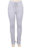 White Fashion Casual Adult Solid Pants Boot Cut Bottoms