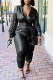 Black Sexy Solid Patchwork V Neck Regular Jumpsuits